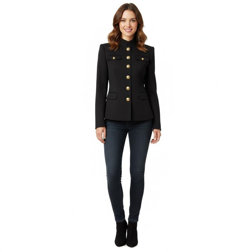 Ralph Lauren Black Label Wool Military Blazer Button Office Women’s Size 2